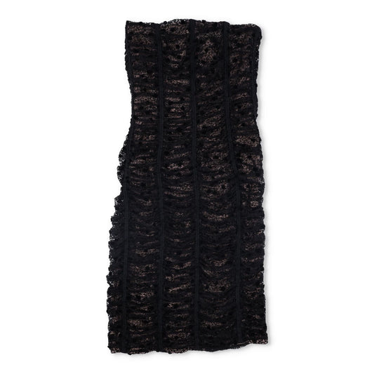 BALENCIAGA Womens Midi Dress Black Viscose Lace Strapless Size 38 RRP 800