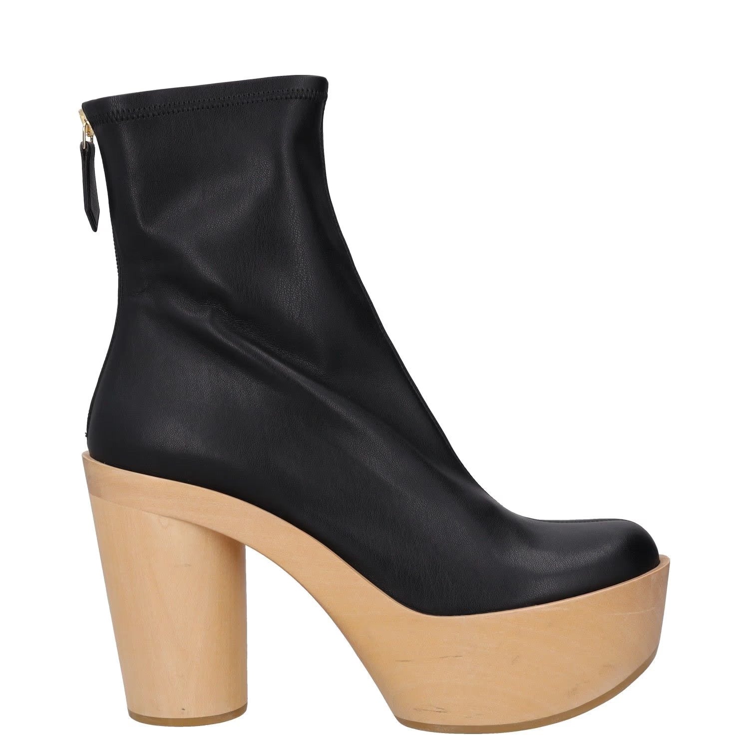 BURBERRY Womens Boots Black Leather Zip Closure Block Heel UK 7 RRP 1190