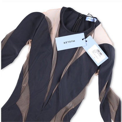 MUGLER Bodycon Mini Dress Black Nude 01 Black Mini Dresses Size 34 RRP 650 — View 7