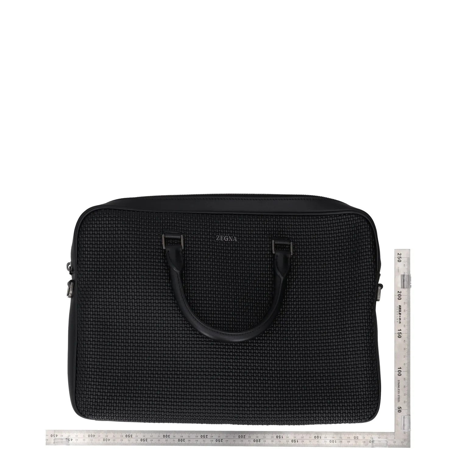 ERMENEGILDO ZEGNA Luxury Tailoring Edgy Laptop Bag Black Briefcase OS RRP 1000 — View 4