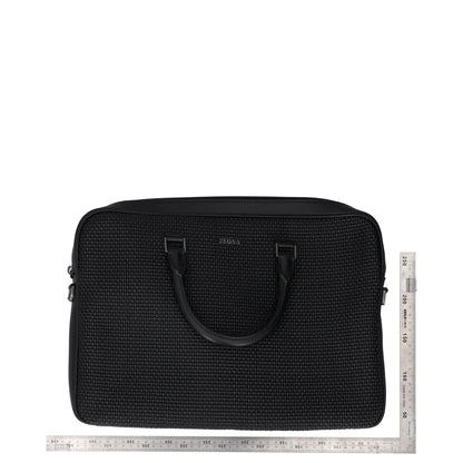 ERMENEGILDO ZEGNA Luxury Tailoring Edgy Laptop Bag Black Briefcase OS RRP 1000 — View 4