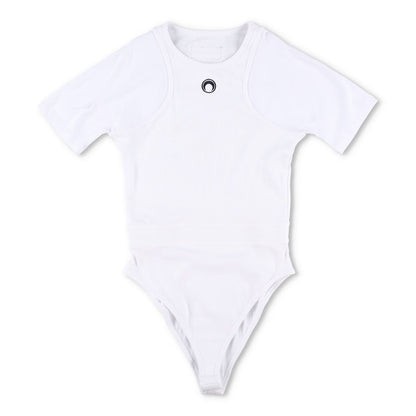 MARINE SERRE Womens Organic Cotton Bodysuit One-Piece White Size M RRP 260