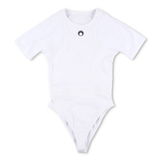 MARINE SERRE Womens Organic Cotton Bodysuit One-Piece White Size M RRP 260