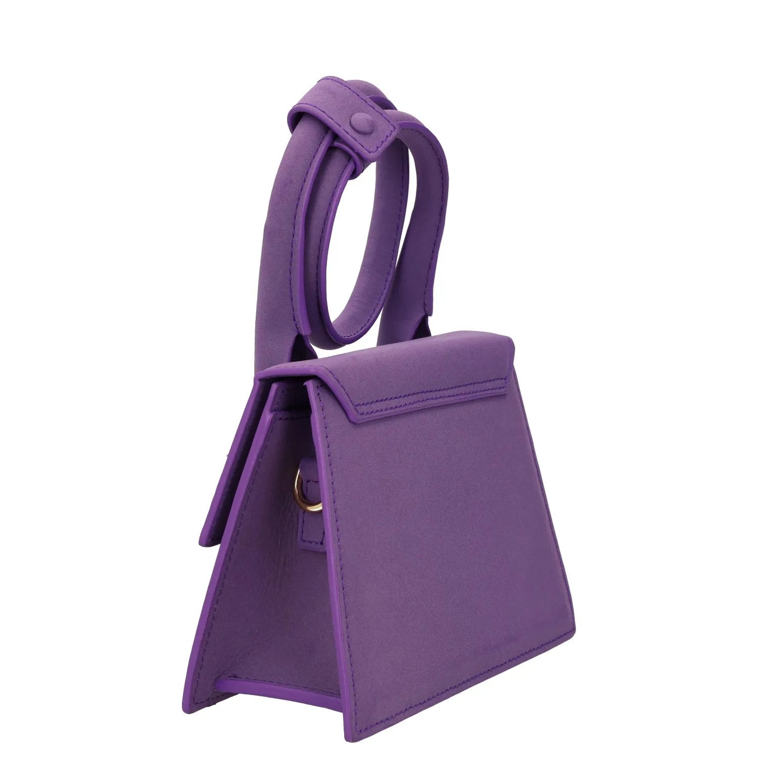 JACQUEMUS Womens Top Handle Bag Purple Leather Flat Closure Gold Accent S RRP450 — View 3