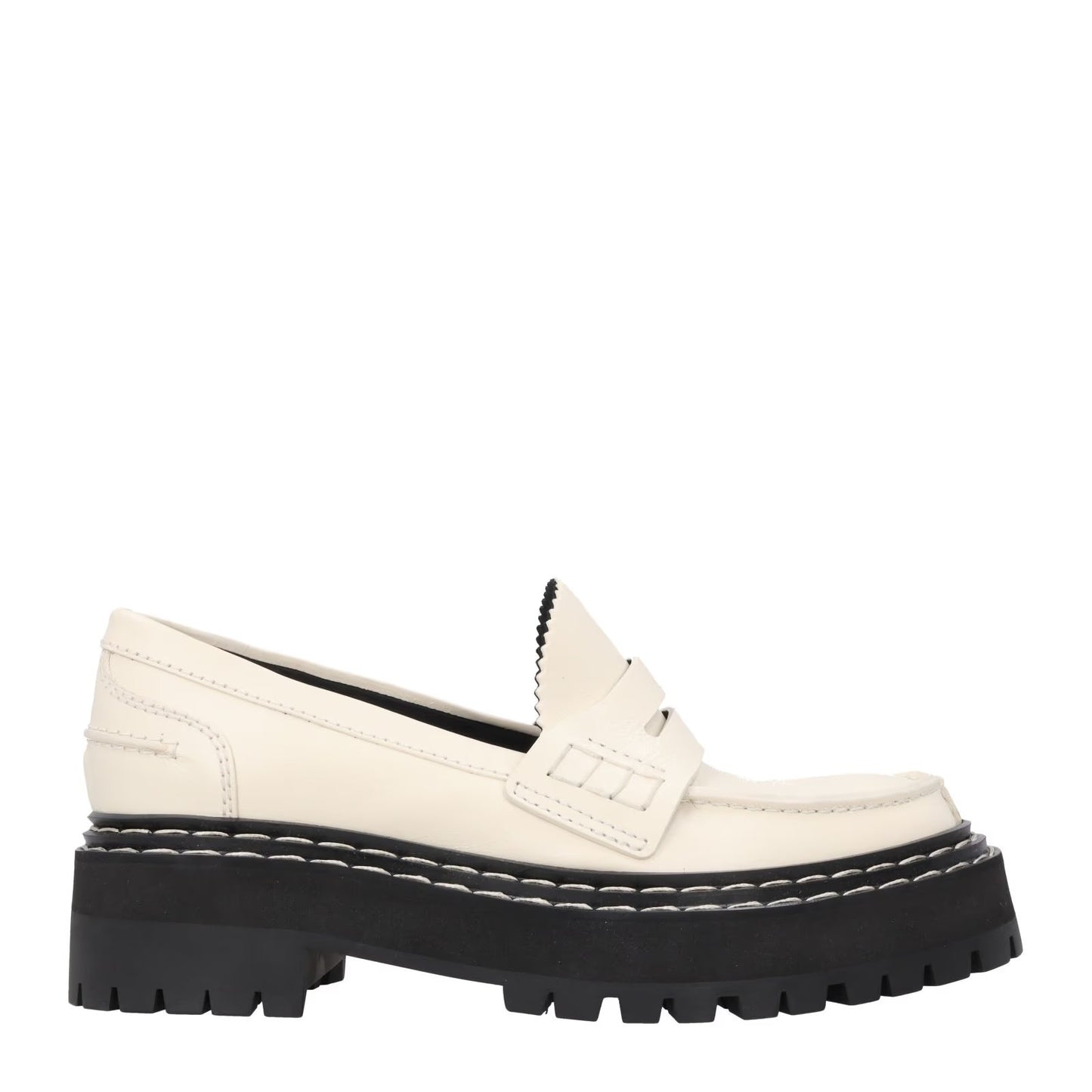PROENZA SCHOULER Womens White Leather Platform Loafers Slip On UK 4.5 RRP 810
