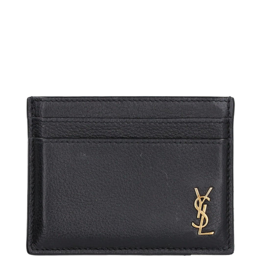 SAINT LAURENT Womens Tiny Monogramme Card Holder Black Gold One Size RRP 190