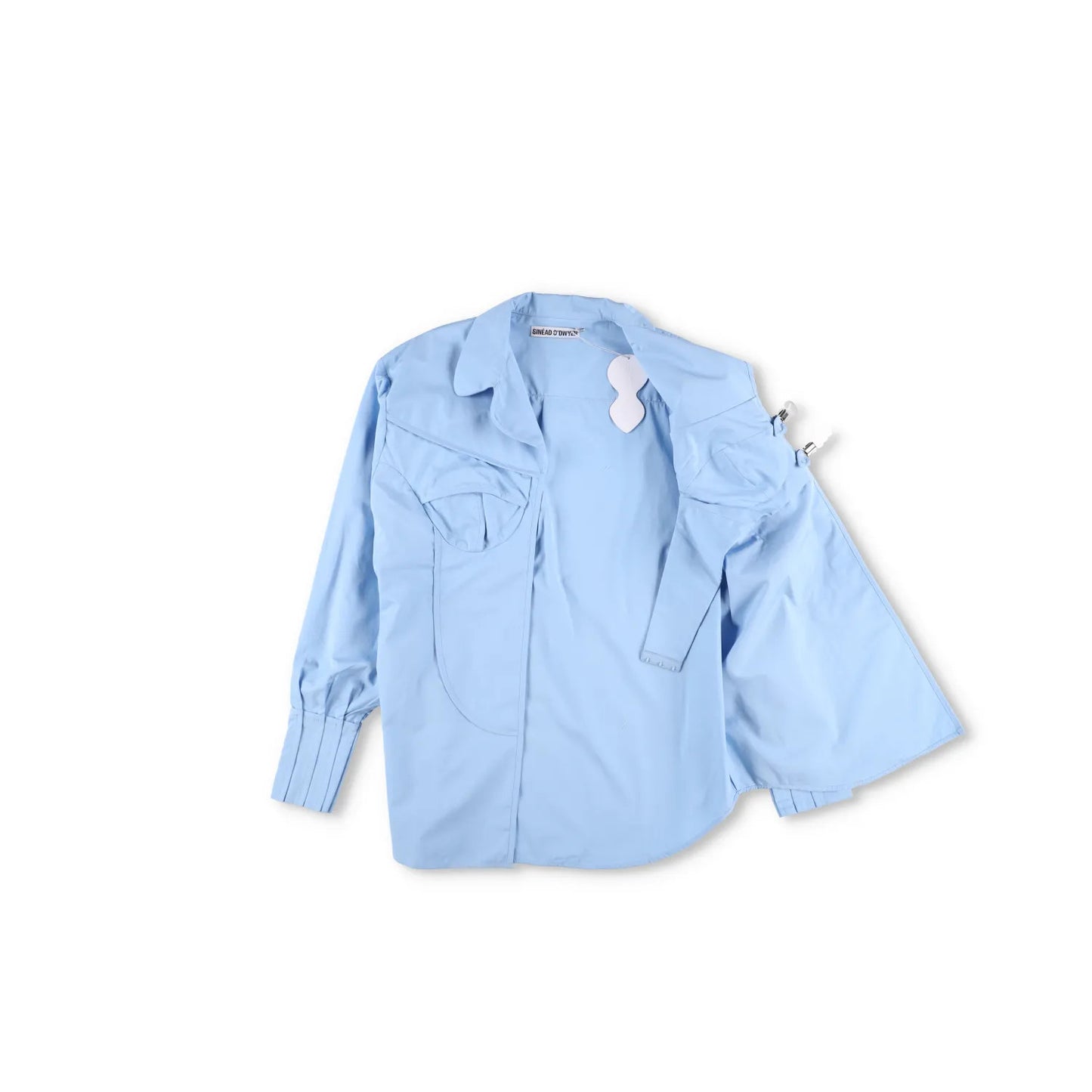 SINEAD O'DWYER Womens Pyjama Shirt Blue Button-Up Cotton Buckle Toggle 10 RRP755 — View 5