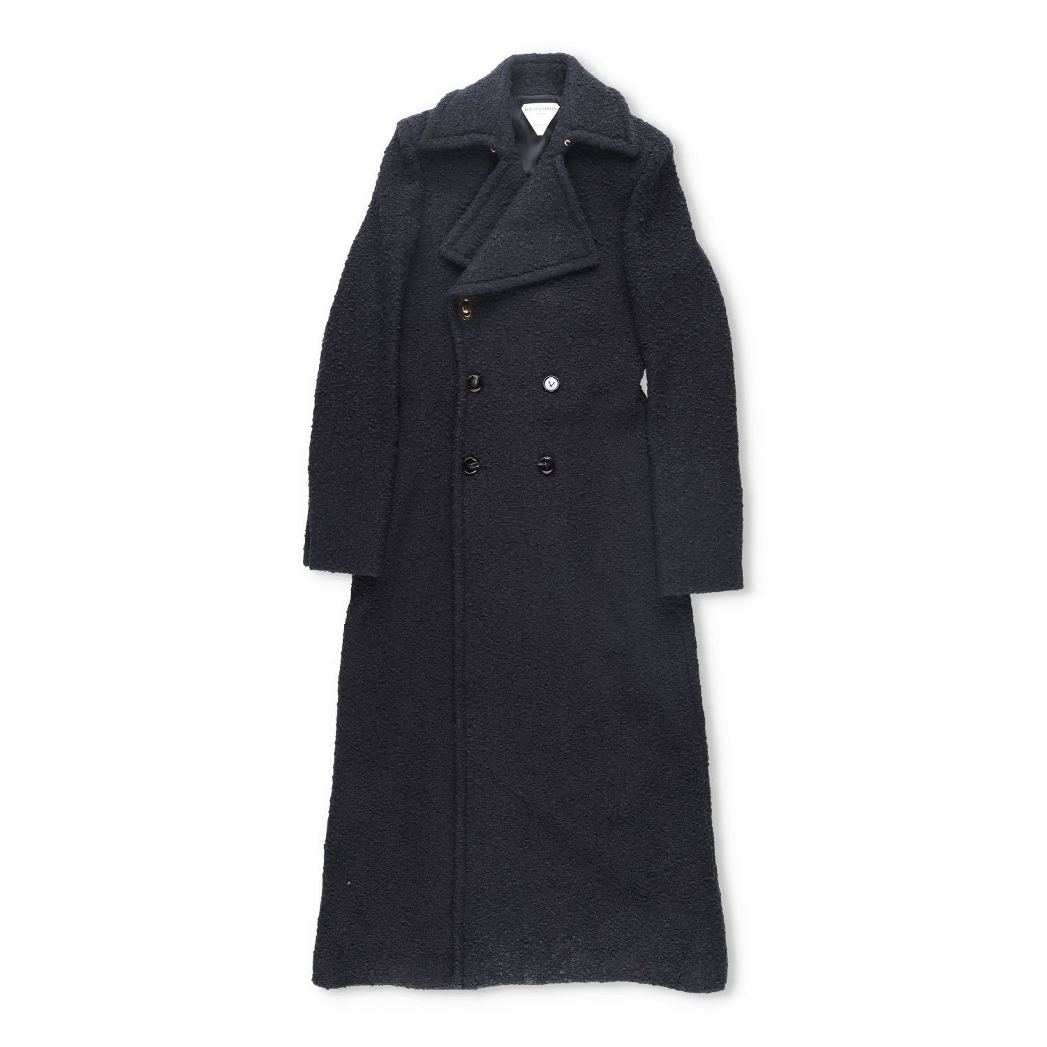 BOTTEGA VENETA Womens Black Double Breasted Overcoat Cotton Blend 38 RRP 3500