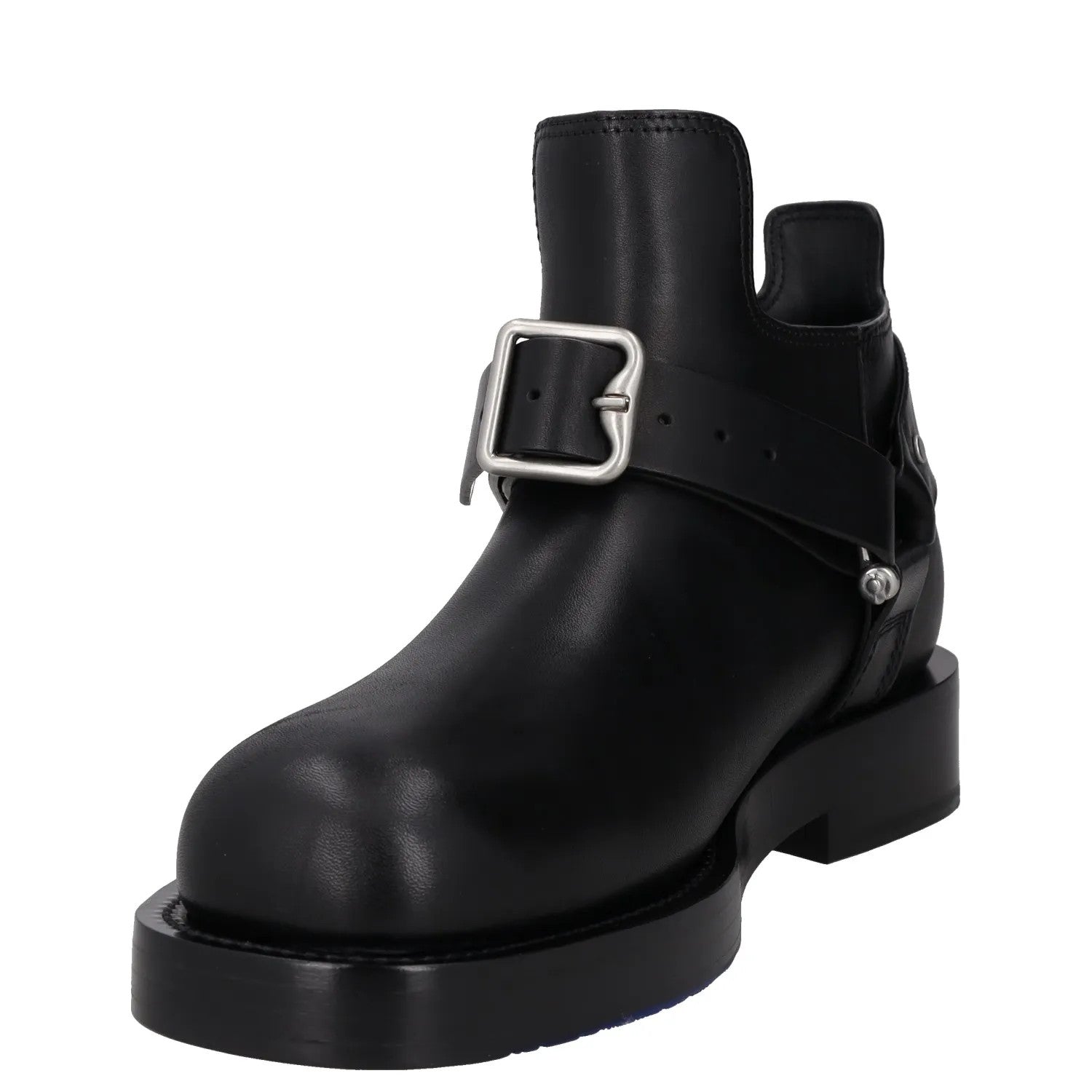 BURBERRY Mens Saddle Mini Ankle Boot Black Leather Buckle Round Toe UK6 RRP 1390 — View 3