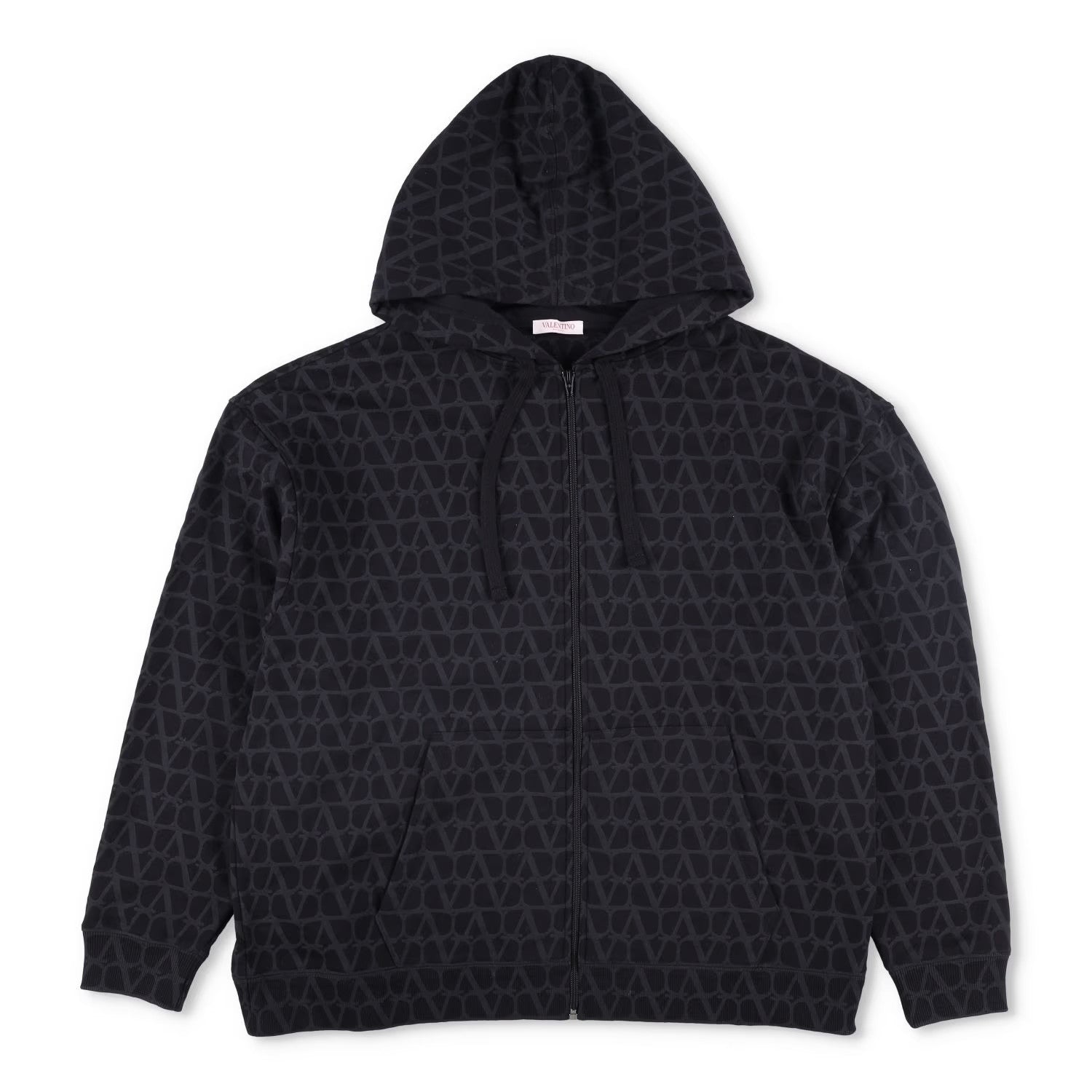 VALENTINO Mens Jersey Felpa Sweatshirt Full Zip Hooded Black Size L RRP 1550