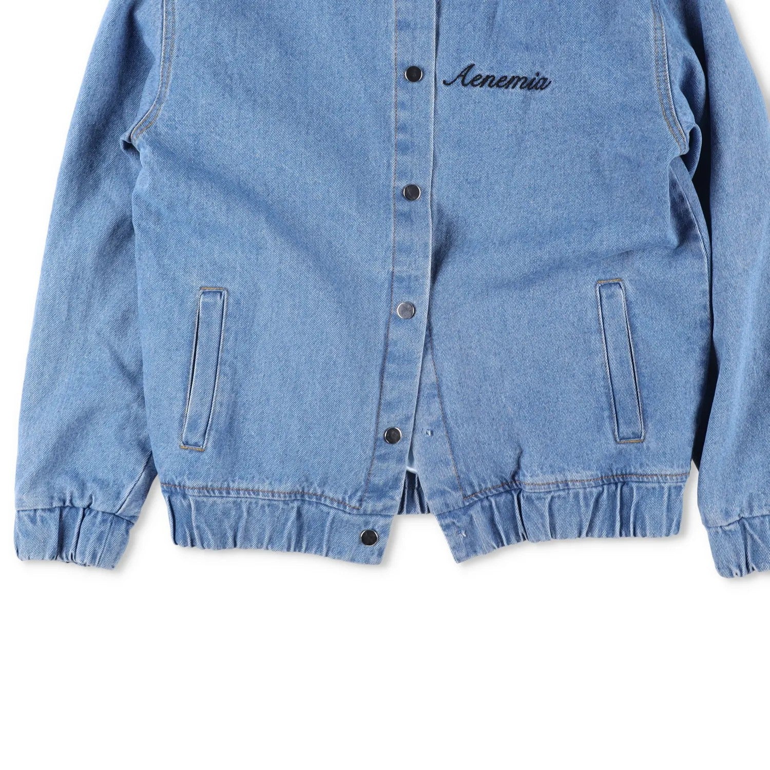 FIELLES PAPA Womens Blue Cotton Bomber Jacket Collarless Pockets Size 38 RRP 400 — View 7