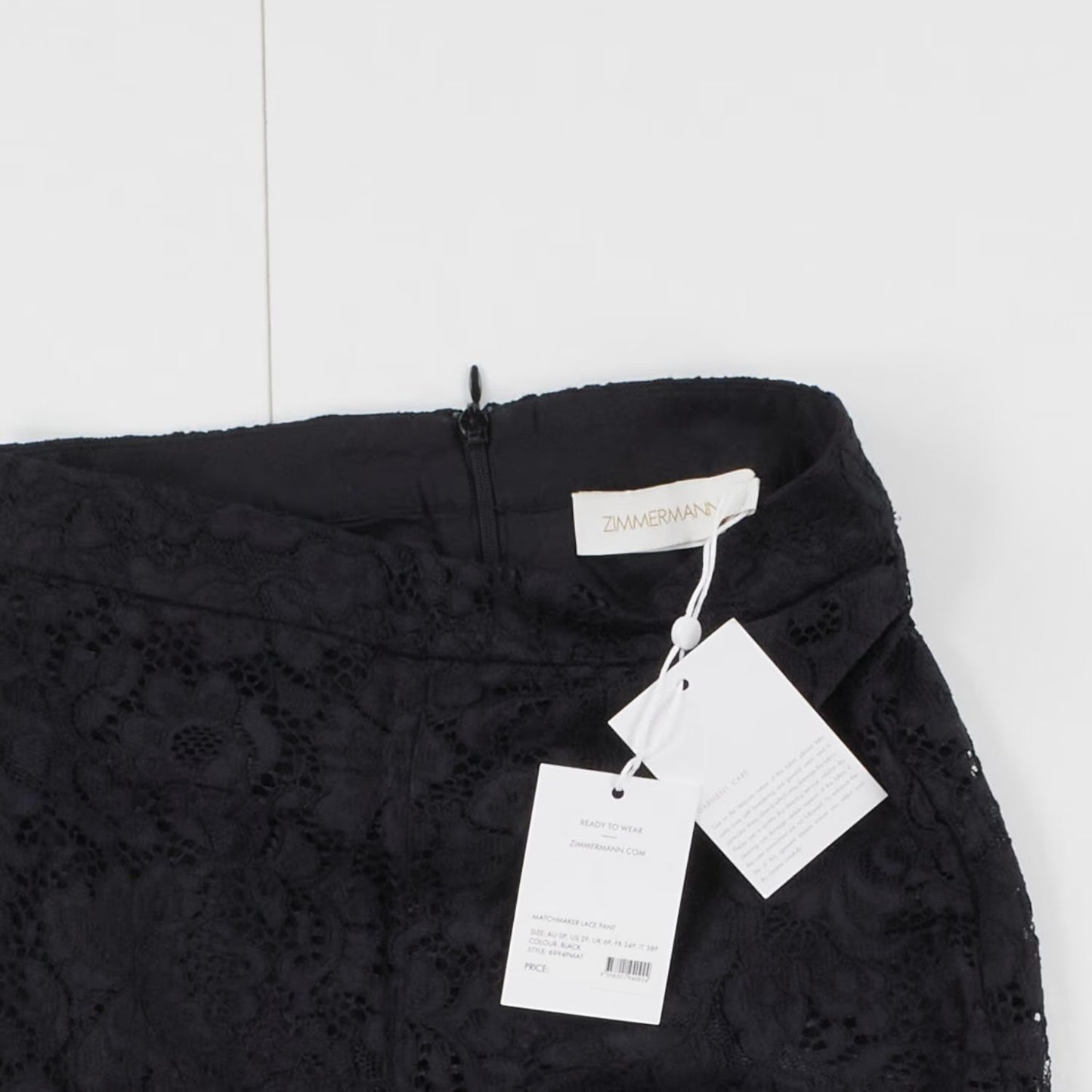 ZIMMERMANN Womens Matchmaker Lace Wide Leg Trousers Black High Rise XS RRP 550 — View 5