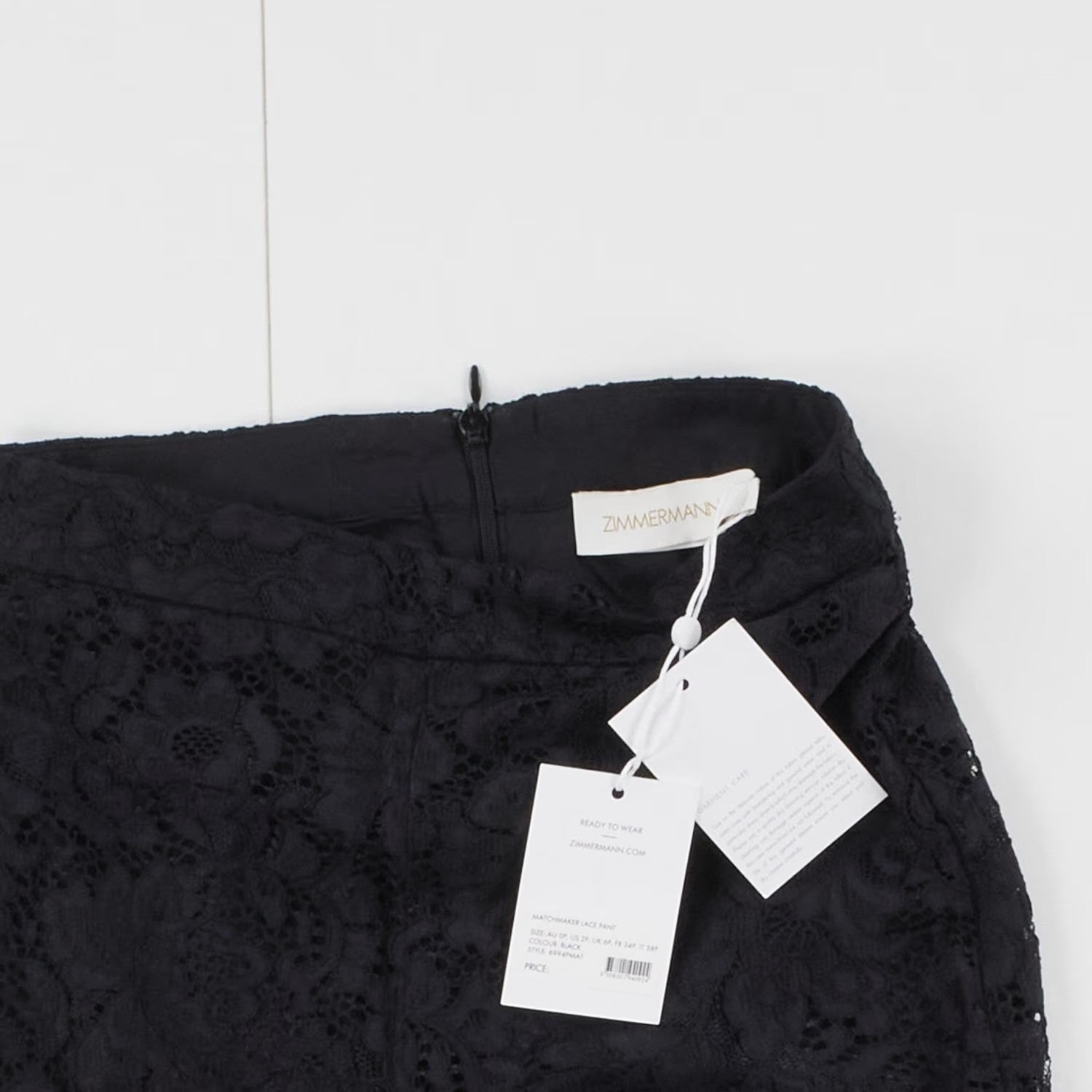ZIMMERMANN Womens Matchmaker Lace Wide Leg Trousers Black High Rise XS RRP 550 — View 5