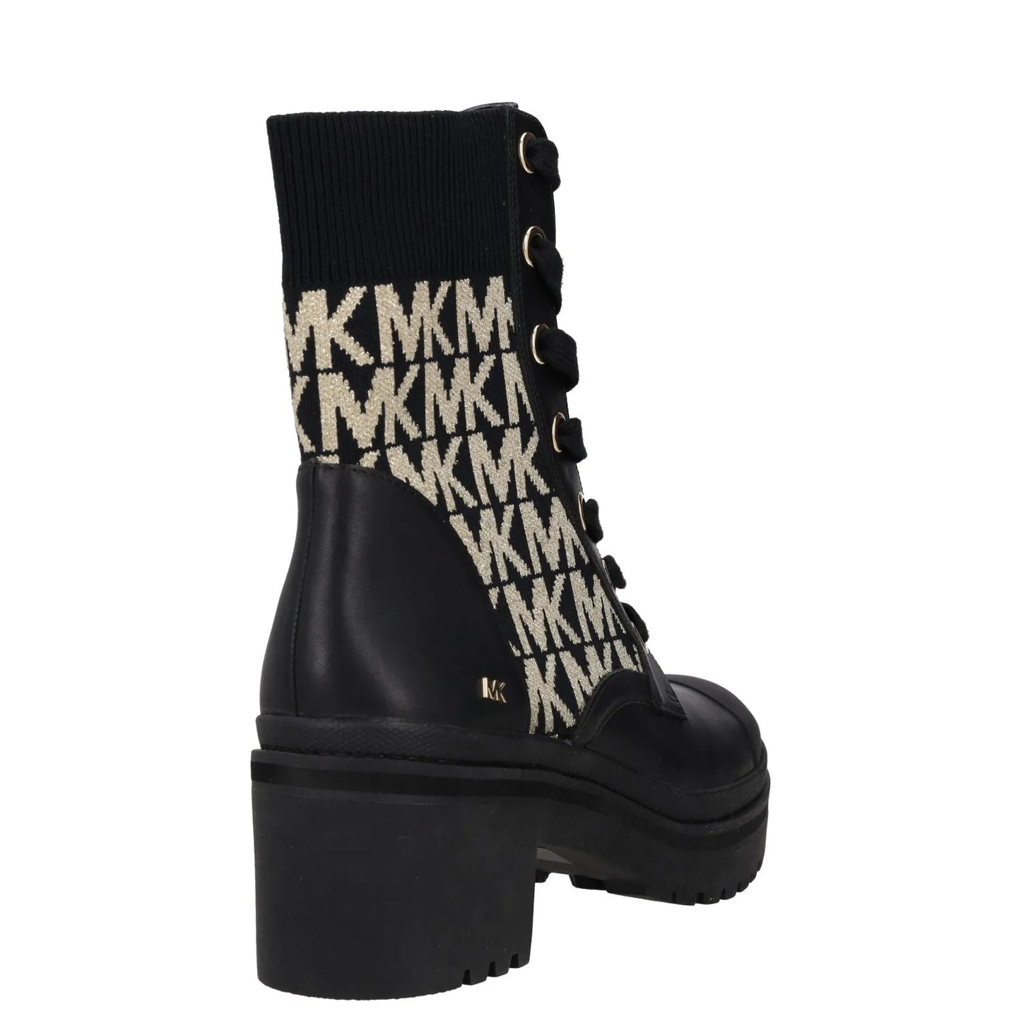 MICHAEL KORS Womens Mid Calf Boots Black Rubber Sole White MK Logo UK 4 RRP 150 — View 6