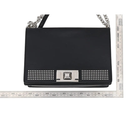 FURLA Womens Shoulder Handbag Black Leather Chain Strap Silver Hardware M RRP250 — View 9