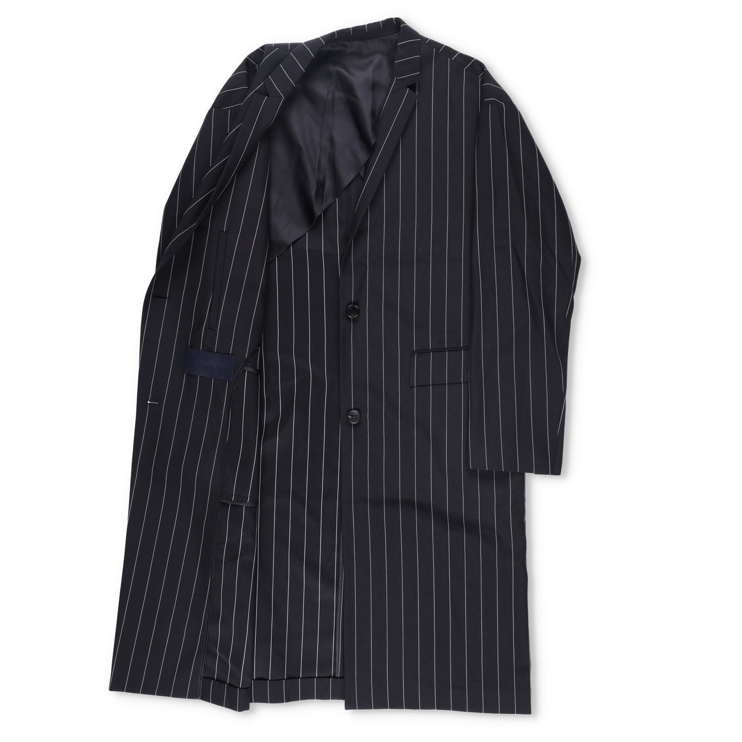 JUUN-J Unisex Striped Pinstripe Long Coat Wool Size 36 RRP1200 — View 8