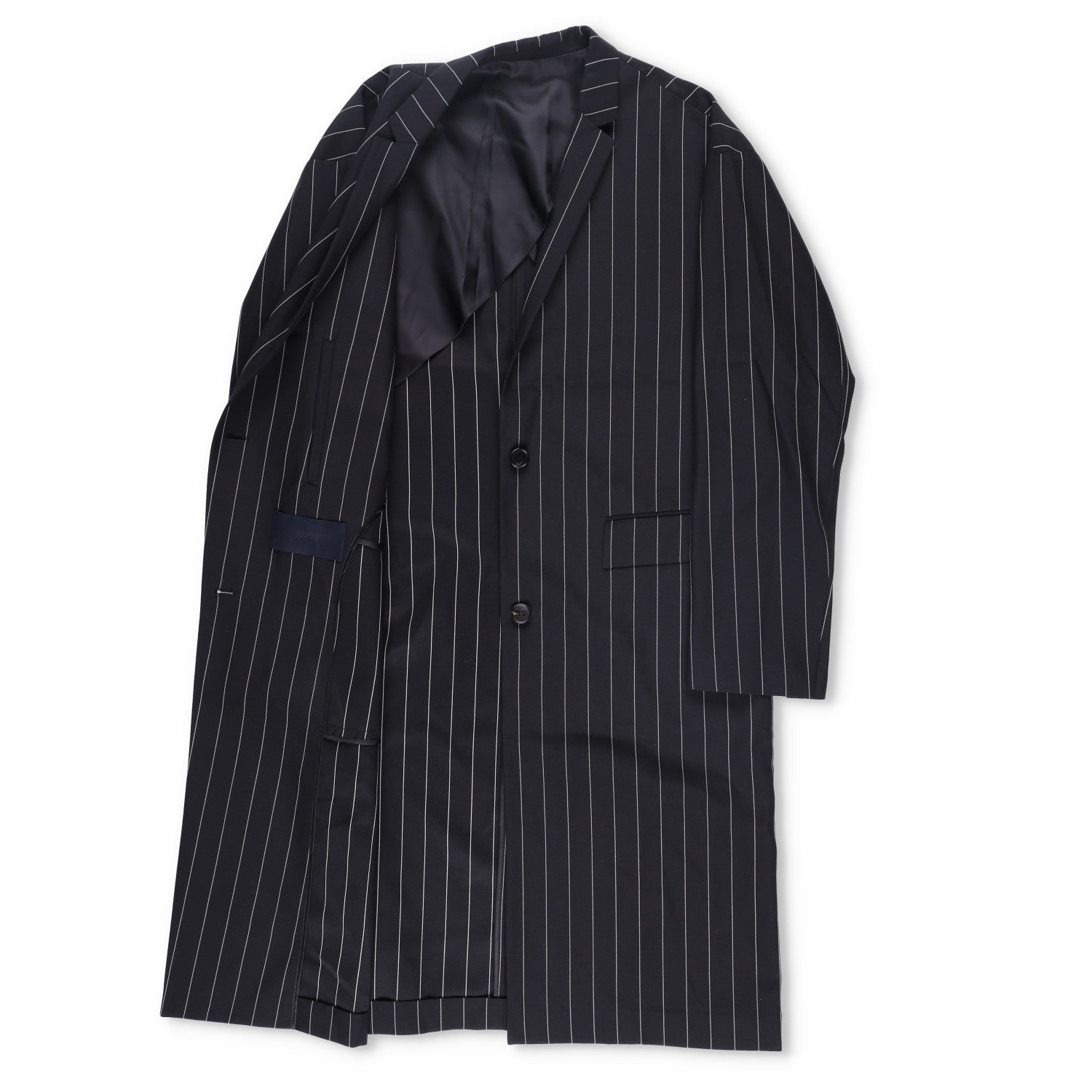 JUUN-J Unisex Striped Pinstripe Long Coat Wool Size 36 RRP1200 — View 8