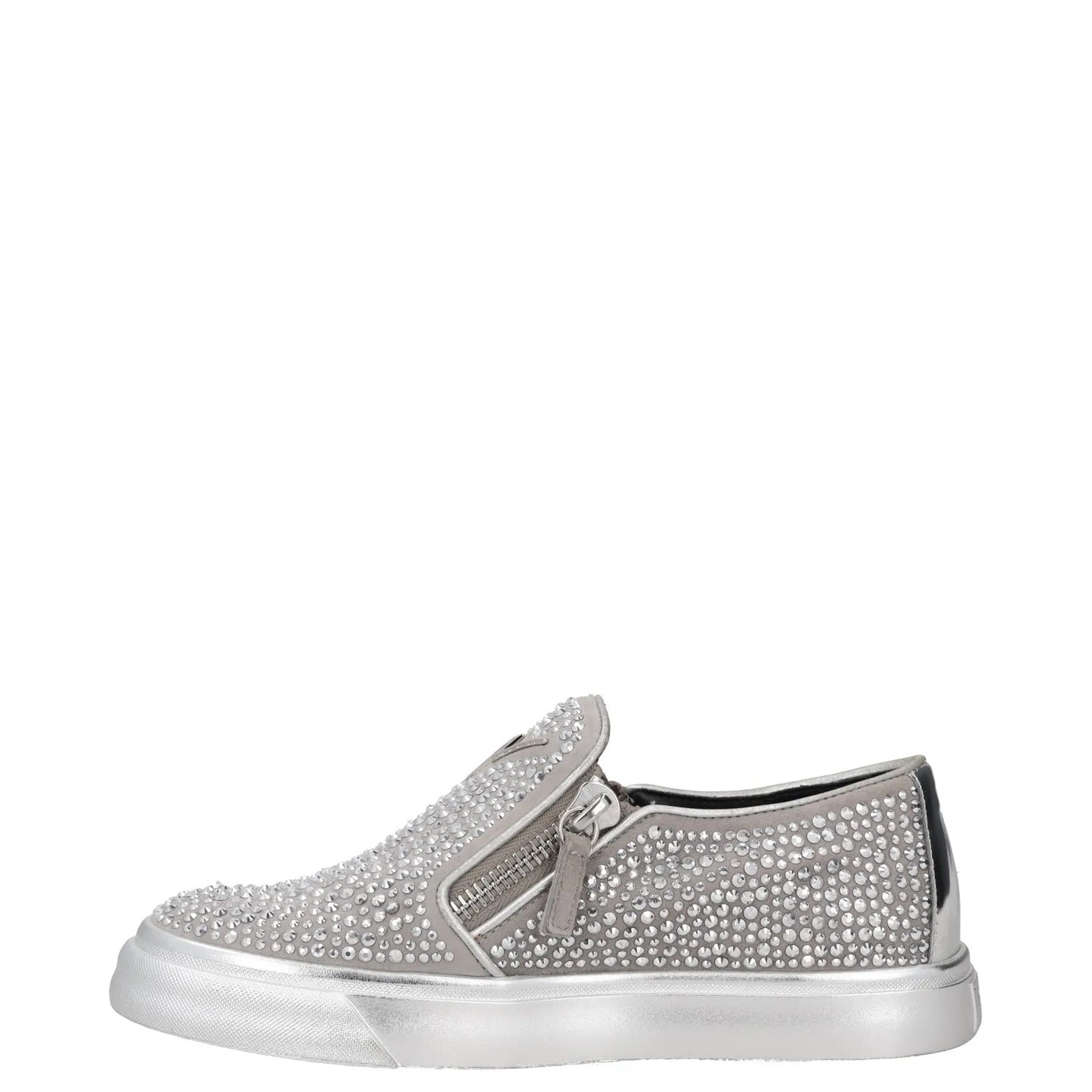 GIUSEPPE ZANOTTI Womens Trainers Silver Leather Embellished Low Top UK 3 RRP 400 — View 4