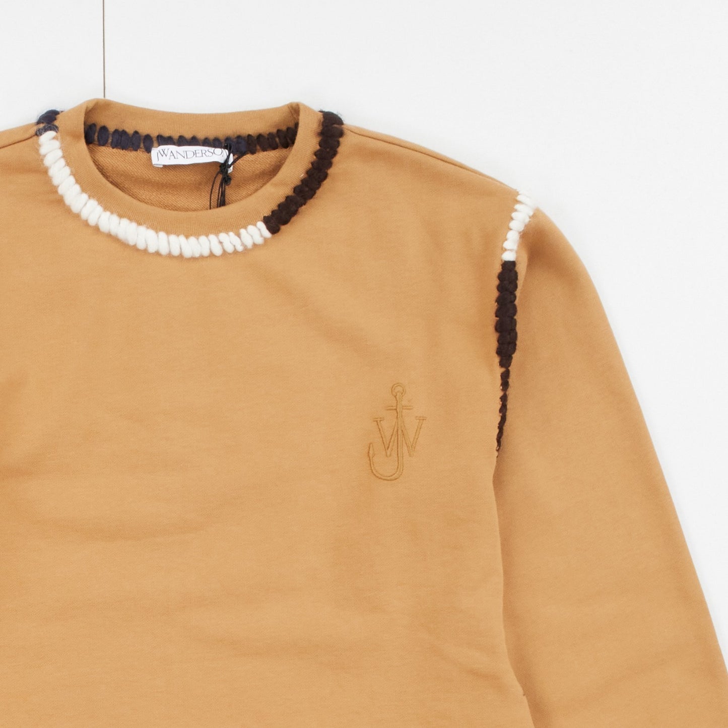 JW ANDERSON Asymmetric Contrast Stitch Crew Sweat Cotton Womens Tobbaco M RRP245 — View 3