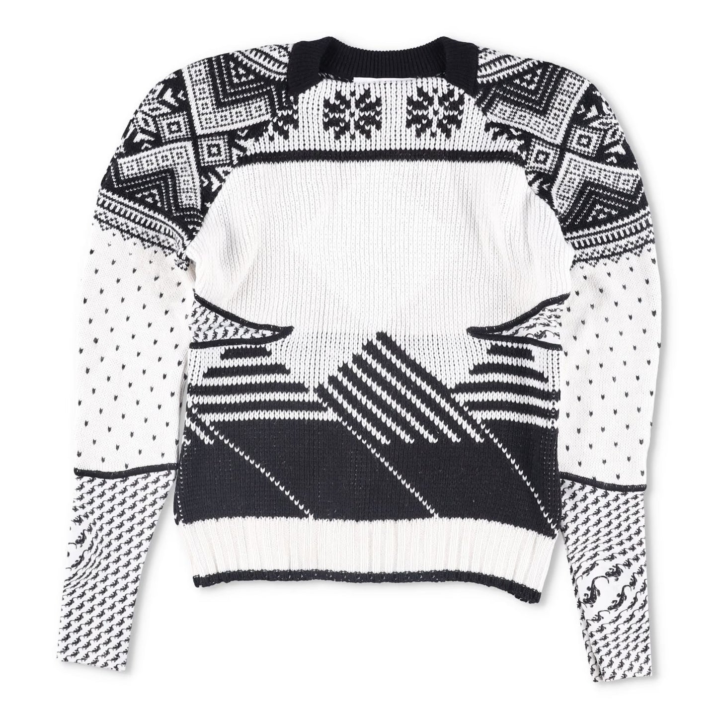 MARINE SERRE Womens Jumper Wool Grey White Black Knitted Crew Neck Size M RRP500