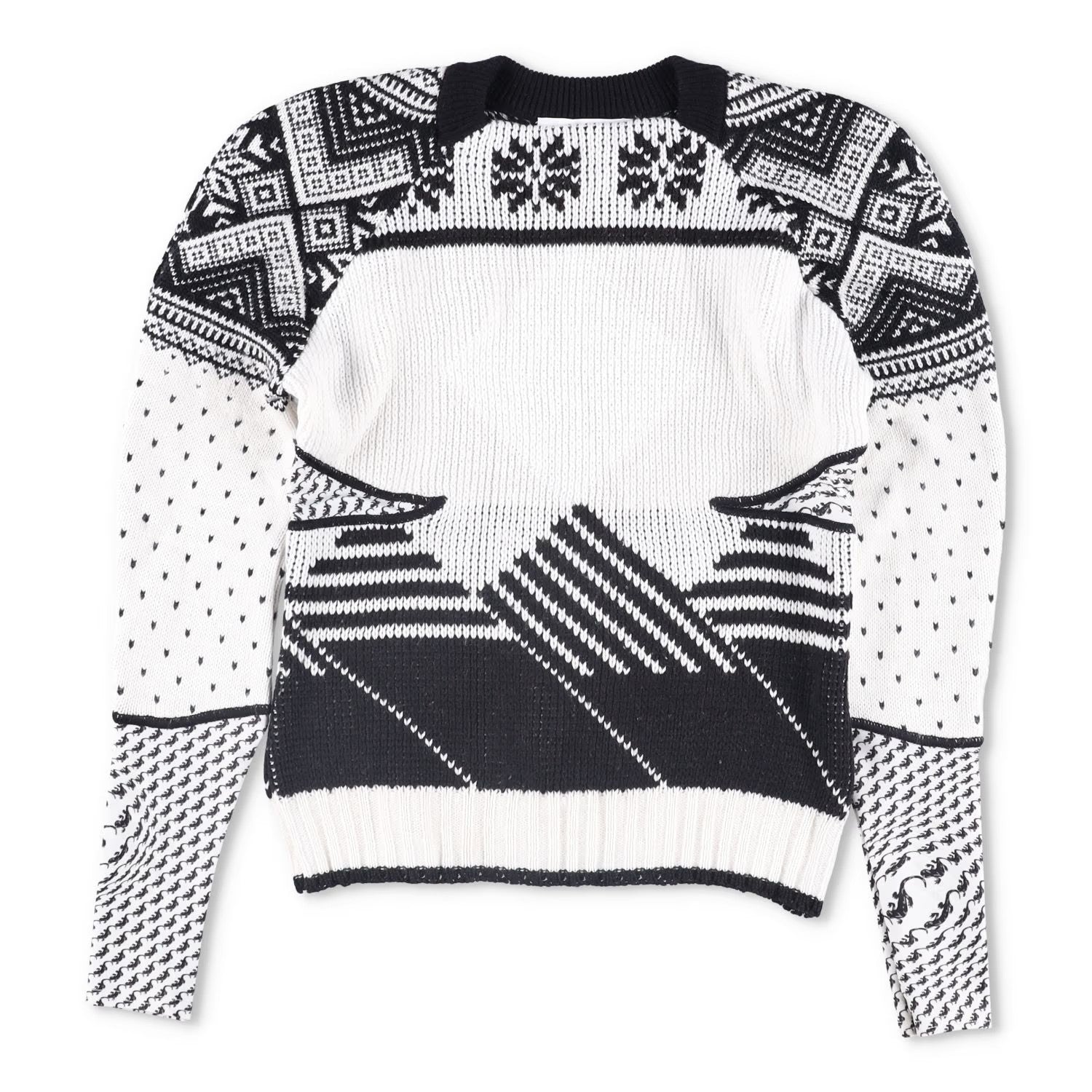 MARINE SERRE Womens Jumper Wool Grey White Black Knitted Crew Neck Size M RRP500