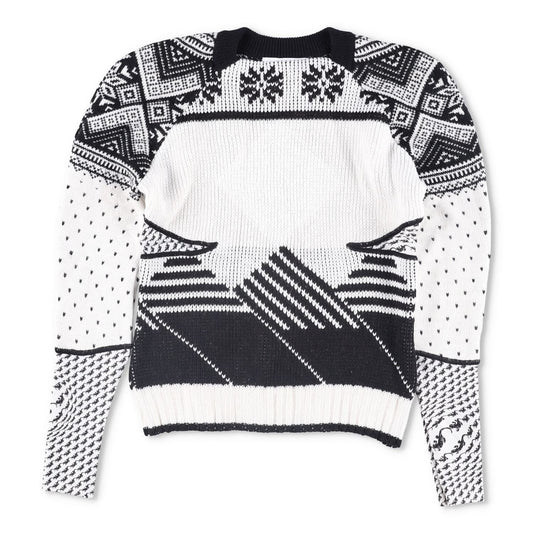 MARINE SERRE Womens Jumper Wool Grey White Black Knitted Crew Neck Size M RRP500