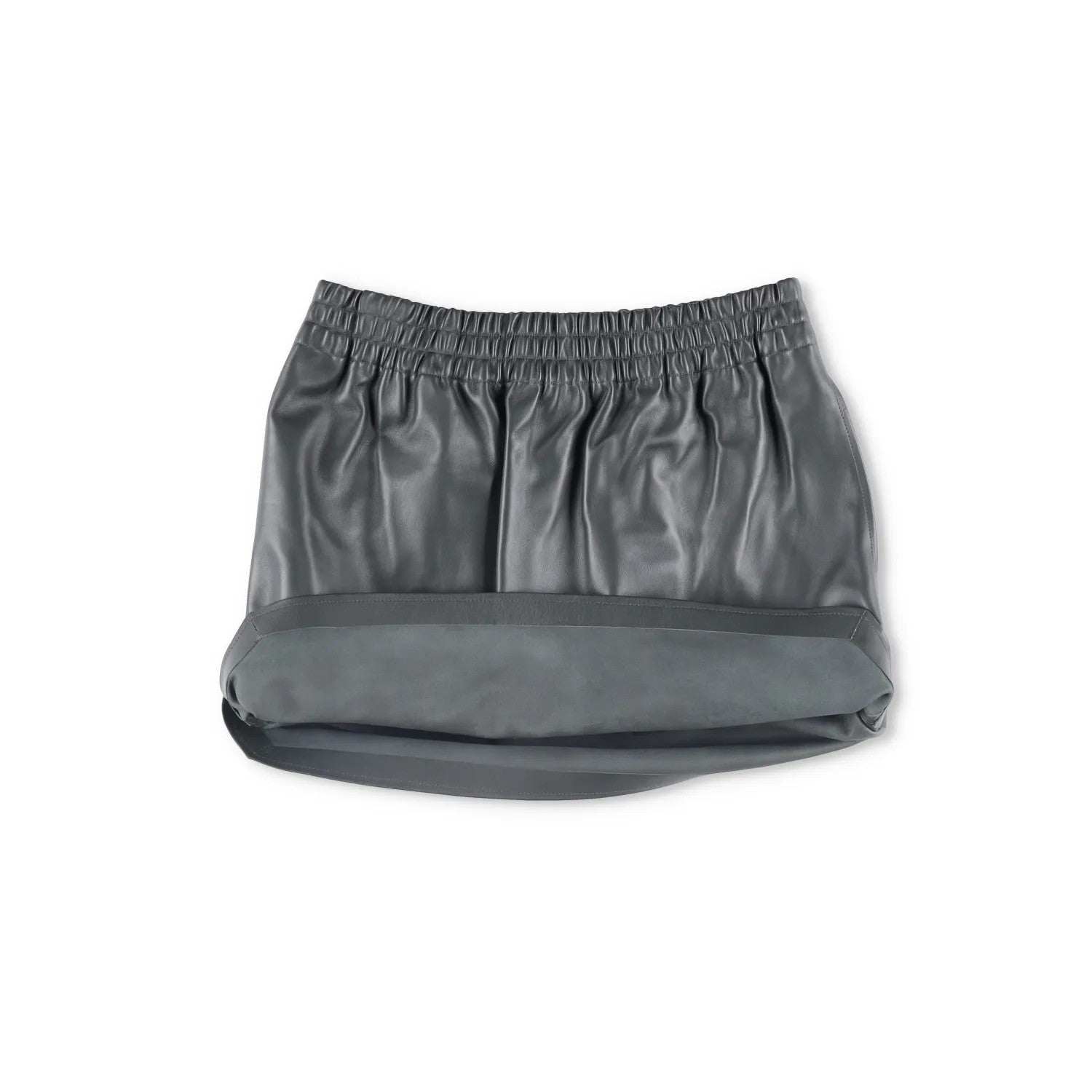 BOTTEGA VENETA Womens Mini Skirt Grey Leather Elastic Waist Size M RRP 700 — View 2
