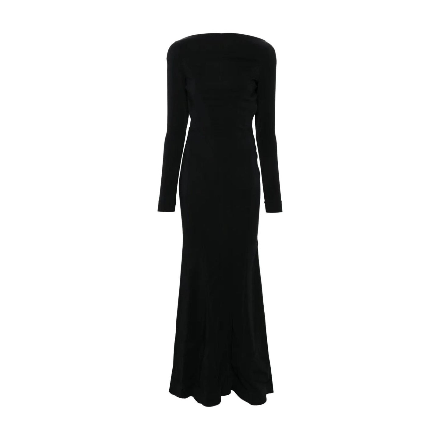 MUGLER Women Long Gown Dress Crew Neck Long Sleeve Black Size 42 RRP 2250