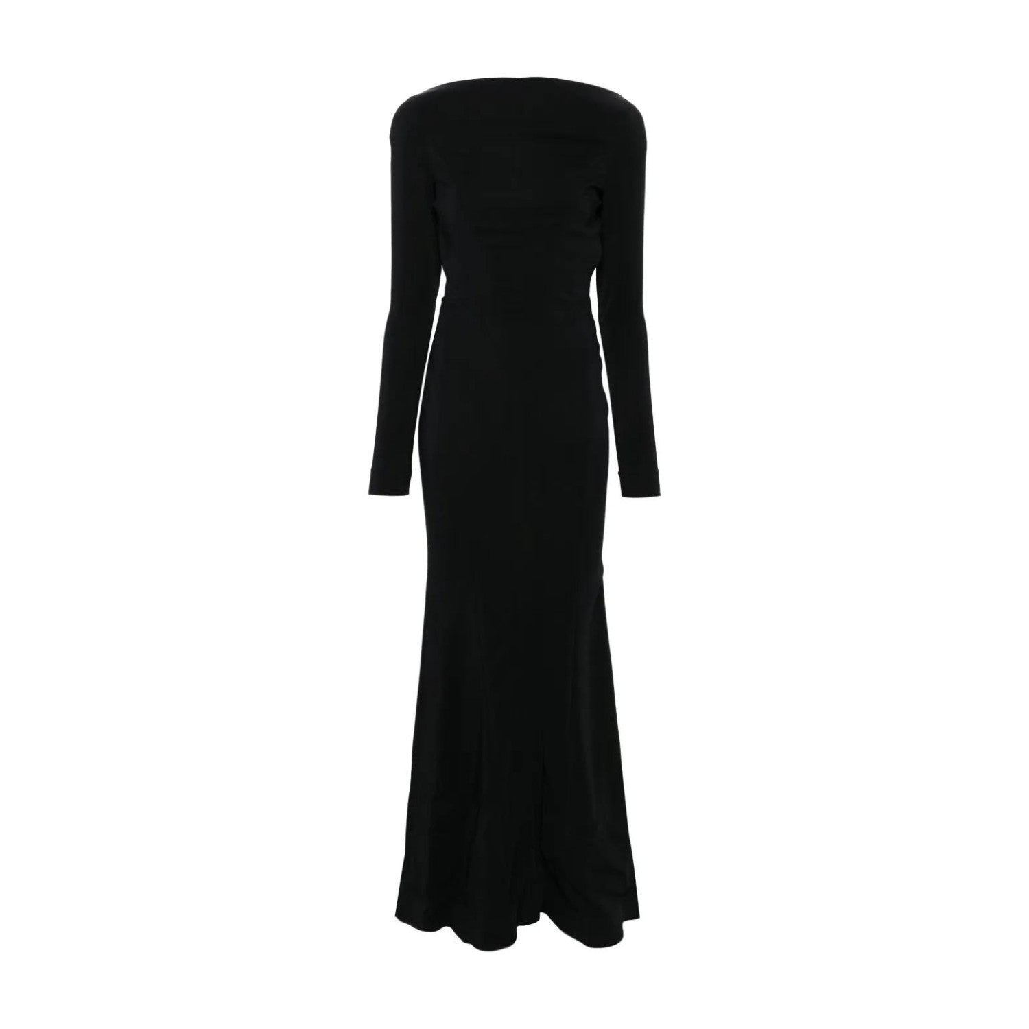 MUGLER Women Long Gown Dress Crew Neck Long Sleeve Black Size 42 RRP 2250