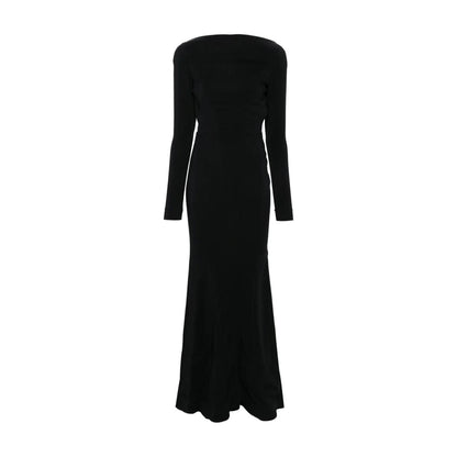 MUGLER Women Long Gown Dress Crew Neck Long Sleeve Black Size 42 RRP 2250