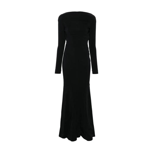 MUGLER Women Long Gown Dress Crew Neck Long Sleeve Black Size 42 RRP 2250