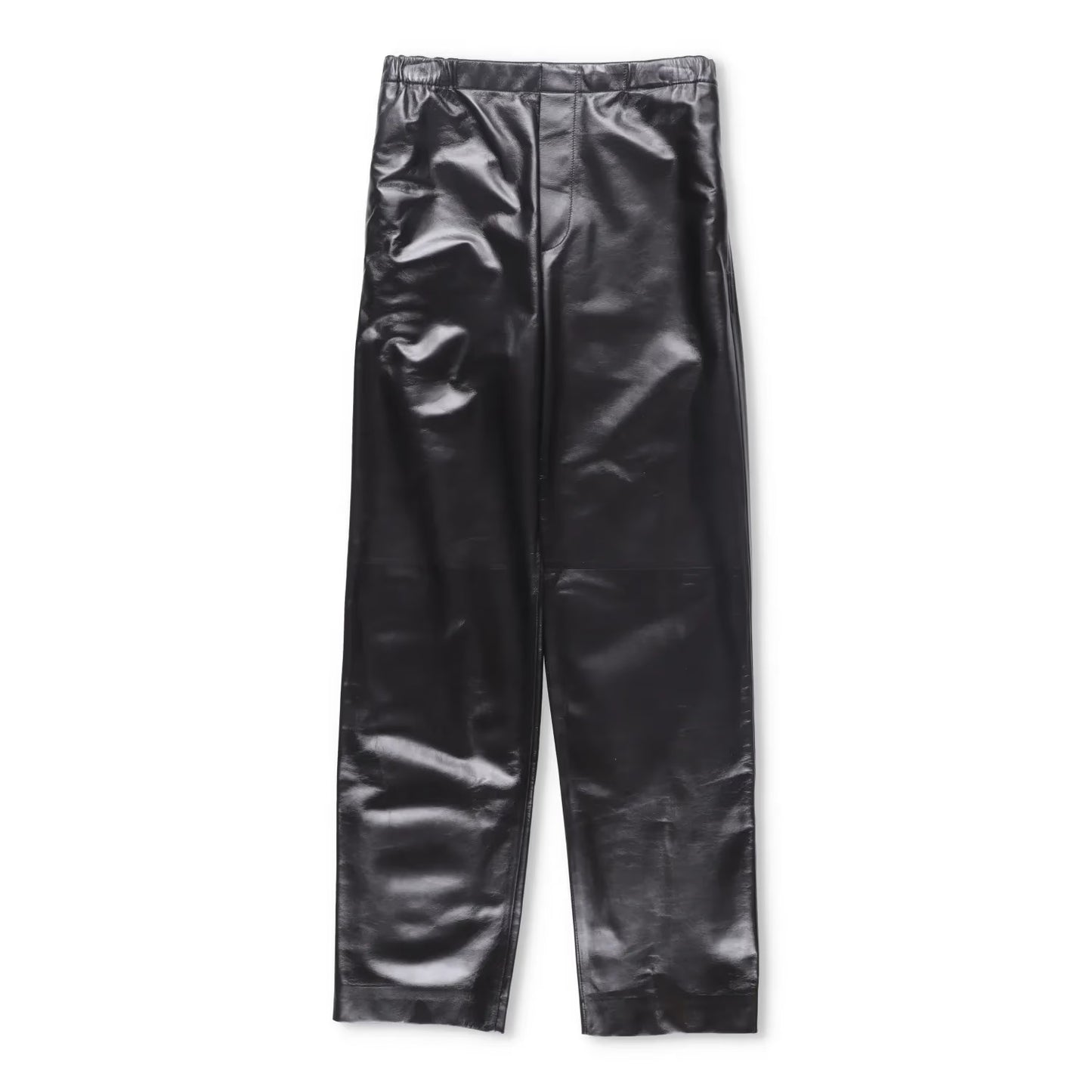 BOTTEGA VENETA Womens Leather Trousers Stretch Waist Straight Green 38 RRP 3682