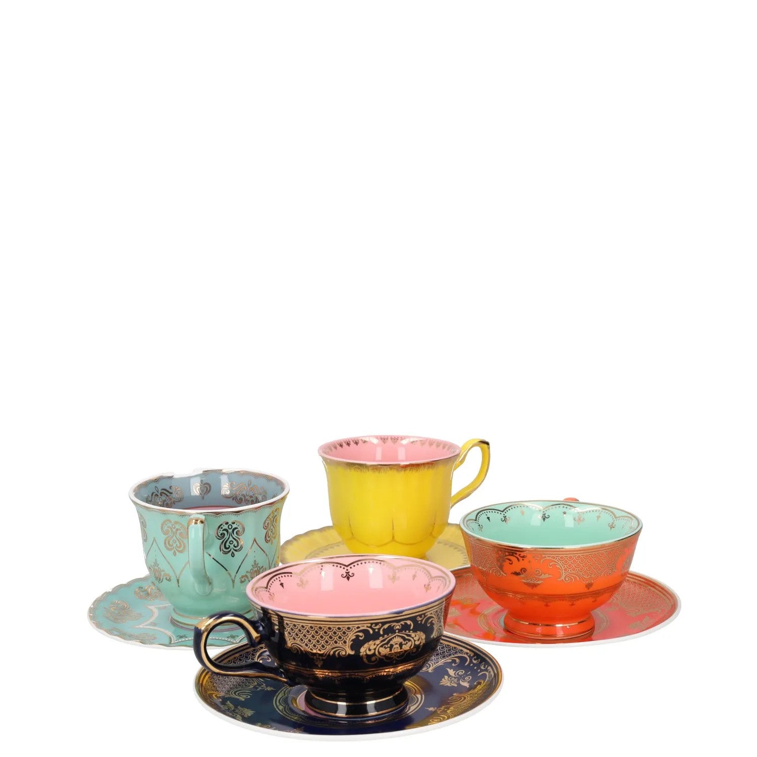 POLS POTTEN Set Of 4 Grandpa Tea Set Teacups and Saucers Multicoloured OS RRP115 — View 6