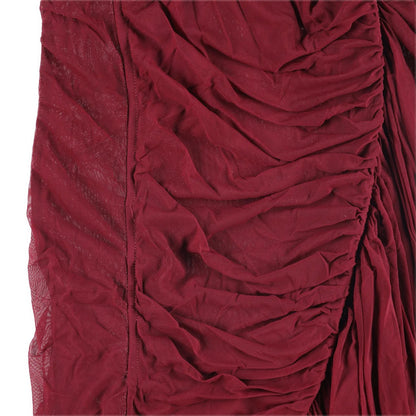 MUGLER Women Skirt Midi with Slit Asymmetric Red Ruched Knit Size 36 RRP 425 — View 5