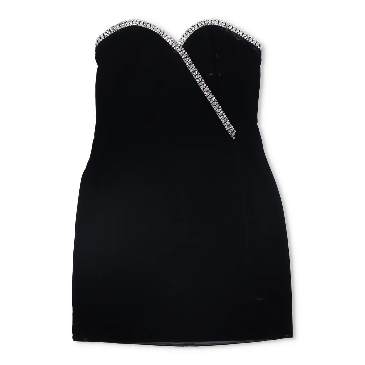 SAINT LAURENT Womens Dress Mini Black Sweetheart Neck Diamante Velvet 34 RRP2840 — View 2