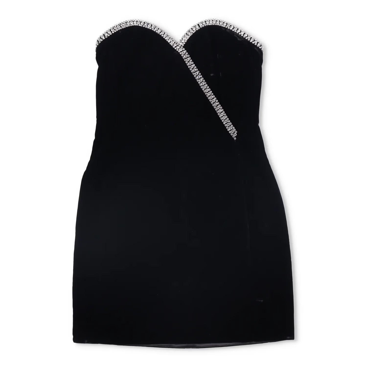 SAINT LAURENT Womens Dress Mini Black Sweetheart Neck Diamante Velvet 34 RRP2840 — View 2