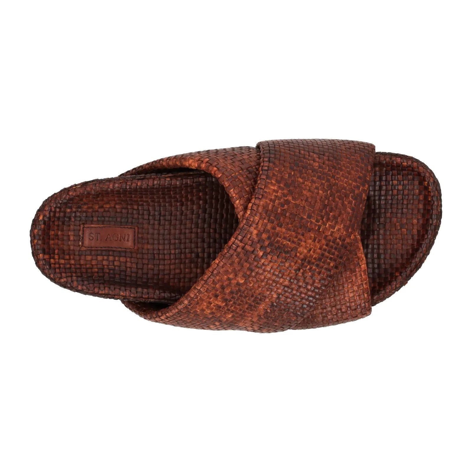 ST AGNI Womens Flatform Cross Slides Woven Leather Brown Comfy UK7 RRP 250 — View 7