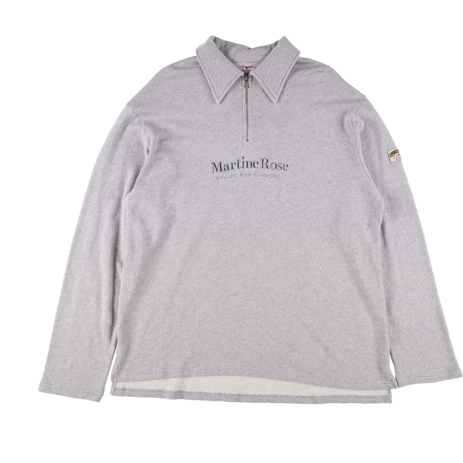 MARTINE ROSE Mens Polo Shirt Collared Quarter Zip Grey Long Sleeve Size L RRP340