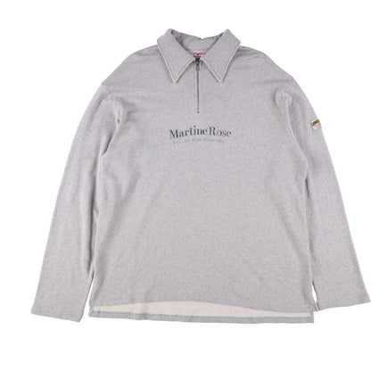 MARTINE ROSE Mens Polo Shirt Collared Quarter Zip Grey Long Sleeve Size L RRP340