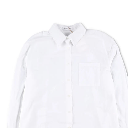 FRANKIE SHOP Women Lui Organic Cotton Button Up Long Sleeve Shirt White L RRP130 — View 2