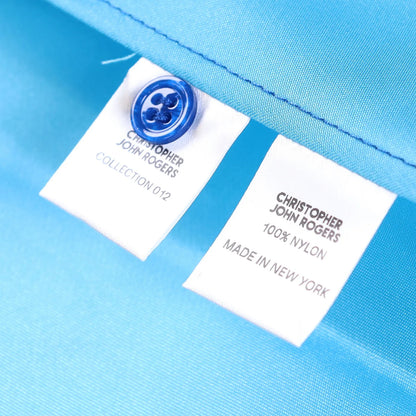CHRISTOPHER JOHN ROGERS Women Tie Back Satin Shirt Azure Button-Up M RRP1030 — View 9