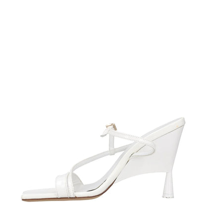 GIABORGHINI Womens Heels White Leather Mid Heel Square Toe UK 5 RRP 375 — View 4