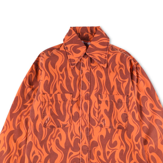 ERL Unisex Canvas Jacket Woven Orange Button Graphic Print Long Sleeve XS RRP450 — View 2