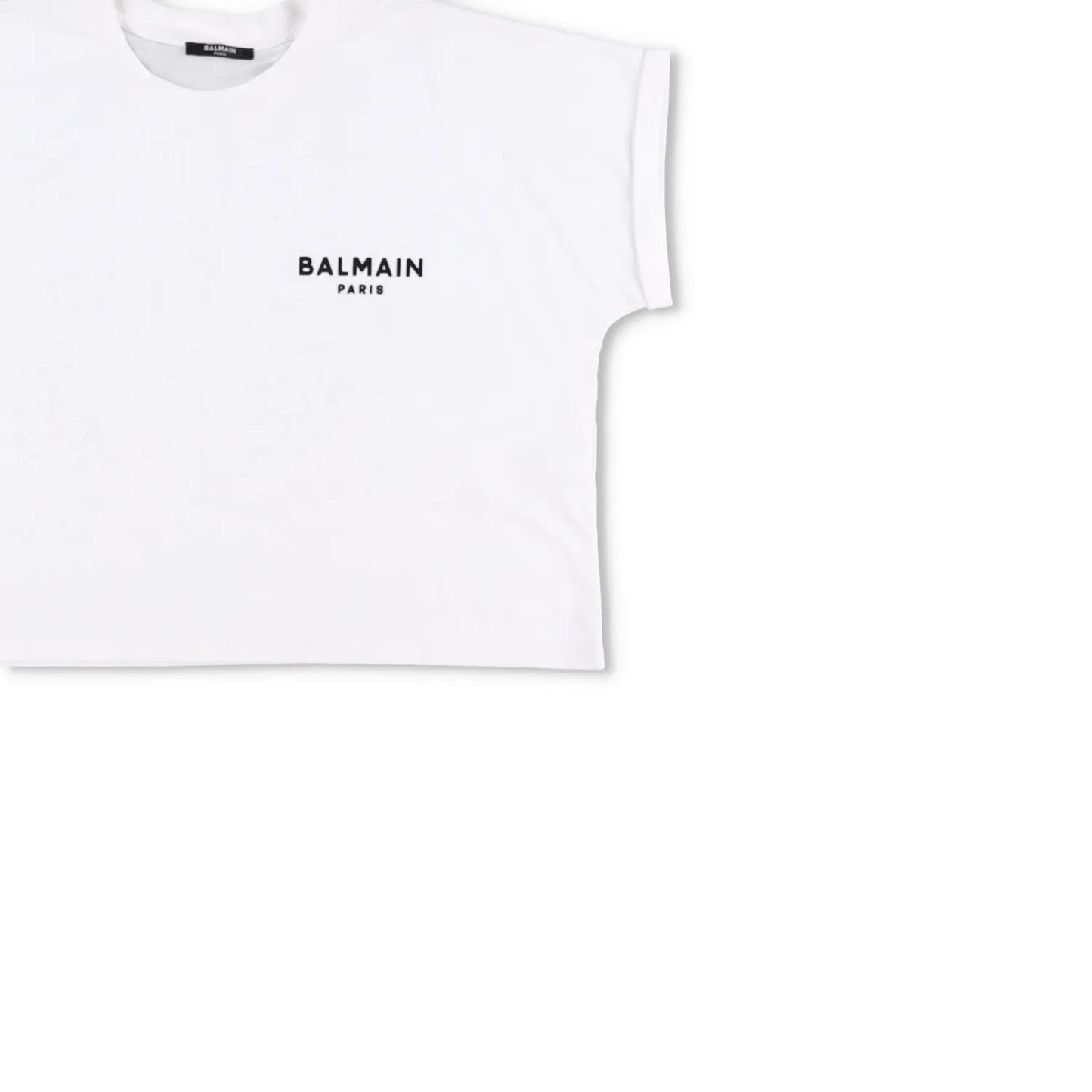BALMAIN Womens Cropped T-Shirt Cotton Short Sleeve White Logo Size M RRP 350 — View 4