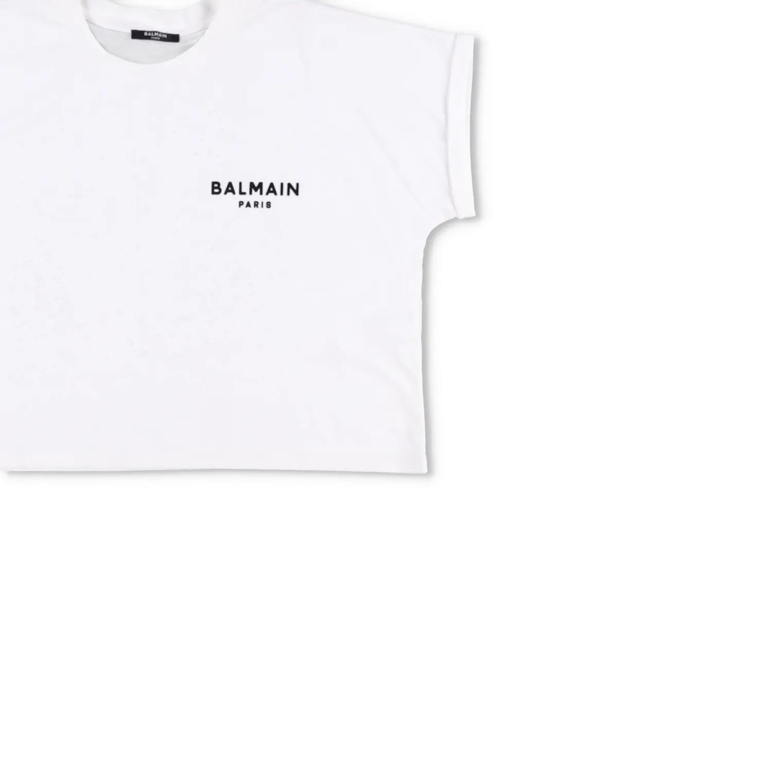 BALMAIN Womens Cropped T-Shirt Cotton Short Sleeve White Logo Size M RRP 350 — View 4