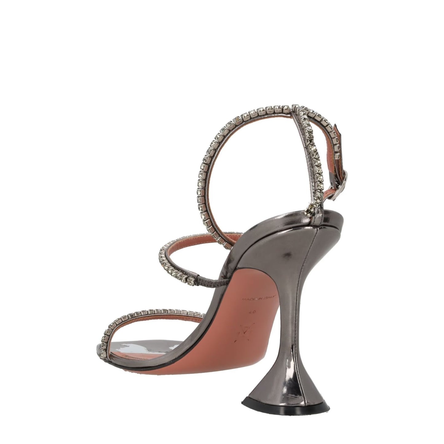 AMINA Womens Gilda Sandal High Heel Silver Leather Ankle Strap Open UK 7 RRP 965 — View 5