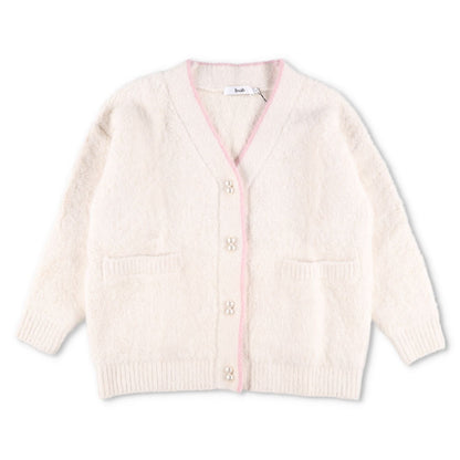 B + AB Womens Jumper Cardigan V-Neck Button Knit Pink Edge Size S RRP 350