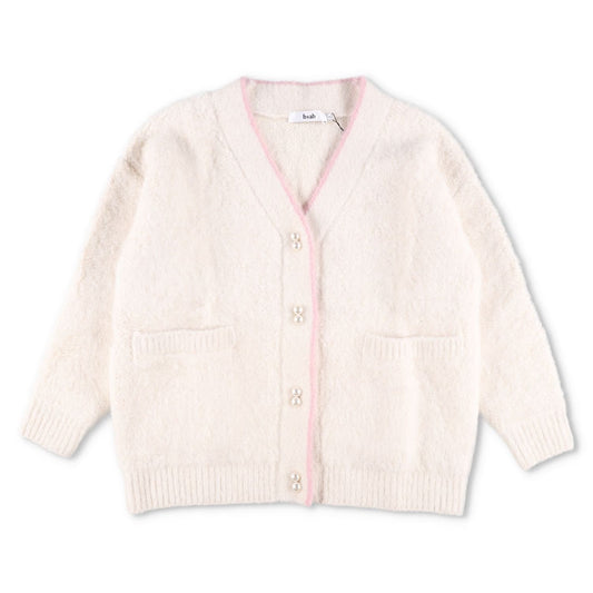 B + AB Womens Jumper Cardigan V-Neck Button Knit Pink Edge Size S RRP 350
