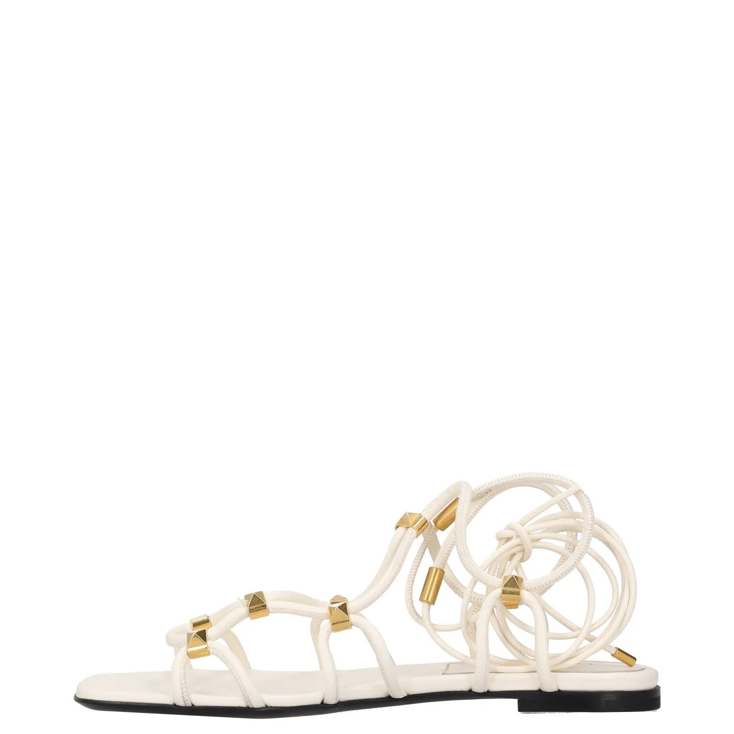 VALENTINO Womens Slingback Sandals White Leather Gold Accents UK 3 RRP 950 — View 4