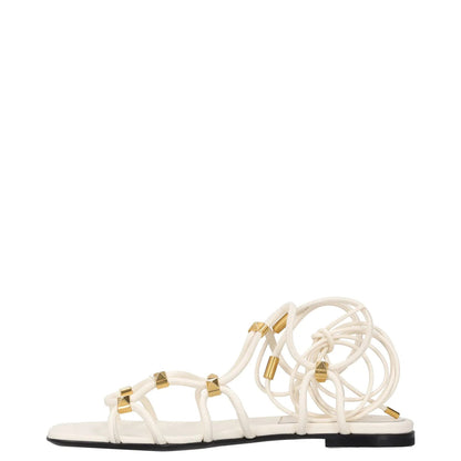 VALENTINO Womens Slingback Sandals White Leather Gold Accents UK 3 RRP 950 — View 4